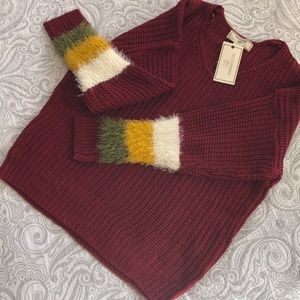 One of a kind!!! Cranberry fancy sweater